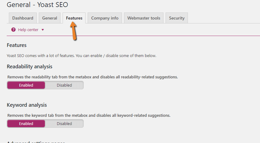 yoast general seo settings