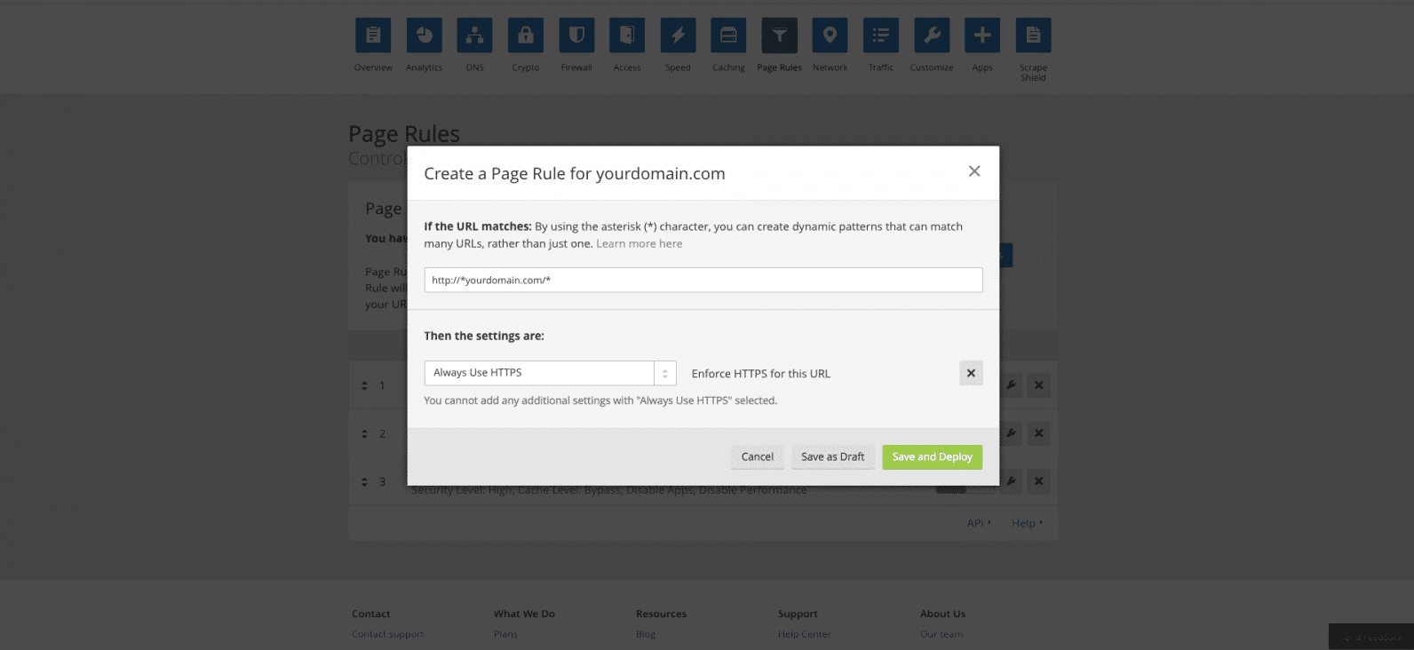 cloudflare page rule 1